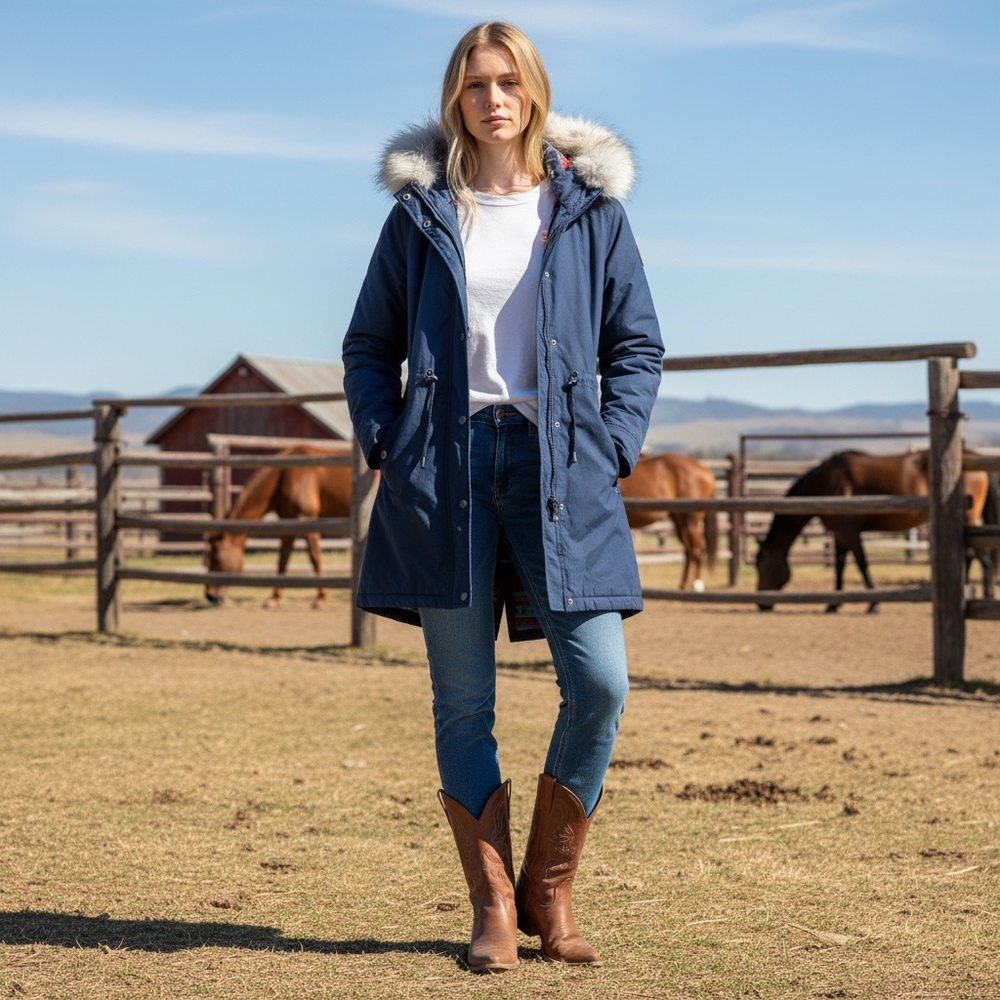 Outback Trading Co Luna blue blanket hood parka coat